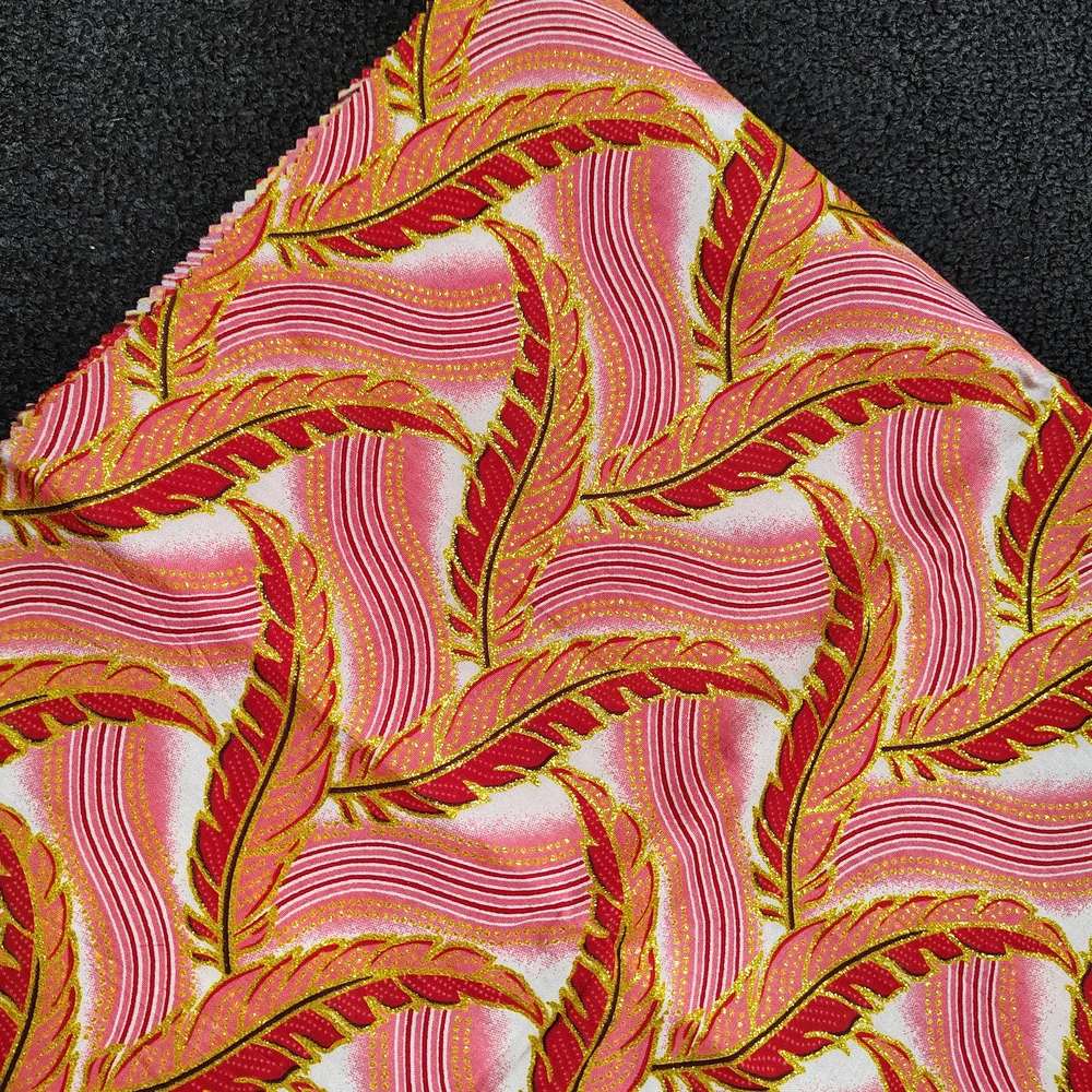 Pink Red Gold Feather Print Long Scarf Head Wrap With Face Mask 68